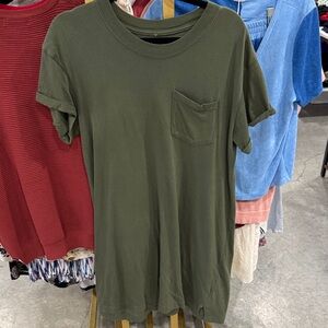 Time and Tru Olive Green Pocket Tee Shift Dress